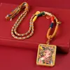 Thangka do Xizang Meio Pintado à Mão Dourado com Colar de Corda de Cinco Cores para Vidas Passadas e Presentes