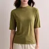 Camiseta de Mujer Lenzing Tencel Modal Cuello Redondo, Manga Tres Cuartos para Mujer, Versátil para Otoño, Color Sólido, Capa Base, Top de Manga Media