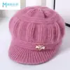 Moda de invierno gorro de lana grueso y cálido con forro polar para ancianos para mujeres, mamá, sombrero para mediana edad y ancianos