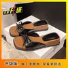 Chinelos Wedge Incrivelmente Bonitos e Modernos com Laço e Saia, Novo Estilo Verão 2026, Estilo Francês para Noite, Sandálias Femininas de Solado Grosso para Uso Externo