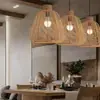 Lámpara de araña para hotel de estilo wabi-sabi, ratán tejido a mano y cuerda de cáñamo, nuevo estilo Zen chino, para comedor, sala de estar, dormitorio, sala de té