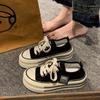Senso de Design de Nicho Explosões Tênis de Lona Moda Feminina 2025 Nova Temporada Novo Estilo Coreano Salto com Plataforma Meia Chinelo para Mulheres