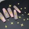Caixa de Tachinhas Estrela Joias para Nail Art Estrela Dourada Mini de Seis Pontas Lua Pequenos Acessórios Adesivo de Unha Decoração Atacado