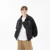 Chaqueta de Cuero para Hombre con Diseño Retro Americano Nuevo y de Moda, Abrigo Versátil Casual Holgado para Pareja, Moderno