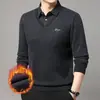 Camisa Polo de Malha Grossa com Forro de Fleece para Inverno para Homens de Meia-Idade e Idosos, Blusa Quente Casual com Design Falso de Duas Peças para o Pai