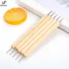 Nuevo bolígrafo de indentación con mango de madera, herramientas para arcilla, bolígrafo de punta para perforación de uñas, herramientas para pintura artística