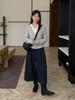 Tg Pantalones de Lana de Pierna Ancha Línea A a la Moda con Riñonera para Mujer Invierno 2025 Nuevos Pantalones Acampanados Cortos Plisados 25968