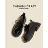 Mocasines de Primavera para Mujer, Zapatos de Cuero con Suela Gruesa, Cuero Genuino Estilo Británico Negro con Cordones Aumentadores de Altura Mocasines 2026 Zapatos de Vestir
