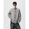 Moletom Cardigan Cinza Pesado Americano Masculino Outono High Street Marca Tendência Jaqueta Versátil Top para Casal