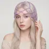 Gorro de Pelo Estilo Julieta Multicolor Retro Europeo y Americano con Cadena de Malla de Cristal Hecha a Mano, Tocado Hueco con Perlas para Vestido de Novia