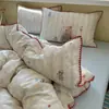 Juego de tres piezas de algodón 100% con borde estampado para dormitorio estudiantil, funda de edredón y sábana de algodón puro, juego de ropa de cama de cuatro piezas para dormitorio del hogar