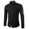 Espacio Nueva Camisa de Manga Larga Color Caramelo para Hombre Color Sólido Simple Casual Corte Ajustado Cuello de Solapa Manga Larga Camisa Top para Hombre