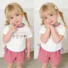 Comercio Exterior Transfronterizo Europeo y Americano Ropa Infantil al por Mayor Conjuntos de Ropa Nuevo Estilo 2026 Dibujos Animados de Manga Corta con Cuadros para Bebés Niñas