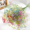 Decoración de boda de gipsófila artificial de 4 ramas flor falsa tallo único ramo de plástico decoración floral para el hogar gipsófila