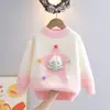 Suéter para Niñas Terciopelo de Visón Otoño e Invierno Forrado de Felpa Engrosado Estilo Occidental Degradado Estrella de Cinco Puntas Suéter Grande para Niños Cuello Redondo