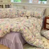 Colcha Acolchada Estilo Fresco de Lana de Leche de Peso Elevado Juego de Cuatro Piezas Invierno Espesado Cálido Coral Fleece Juego de Tres Piezas 4