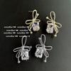 Pendientes deslumbrantes de lazo con gemas chapados en oro de 18 quilates pendientes de anillo de ocho corazones y ocho flechas pendientes de cruz