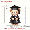 Temporada de Formatura Transfronteiriça Padrão de Urso Animal Fofo Acrílico Plano 2D Espelho Retrovisor de Carro Pingente de Mochila