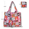 Sacola de Compras Dobrável, Bolsa Quadrada de Tecido Floral, Bolsa Tote Portátil e Resistente, Sacola Ecológica para Compras de Supermercado, Bolsa Impermeável para Armazenamento