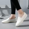 Zapatos de Enfermera para Mujer 2026 Nuevos Zapatos Casuales de Otoño Mocasines para Mujer Sin Cordones Planos Blancos Talla 33 Piel Genuina
