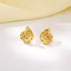 Pendientes Moda Europea y Americana Elegantes Nicho con Estilo Latón Chapado en Oro de 18K Retorcido Retro Concha de Caracol Pendientes Microincrustados