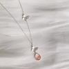Colar de Laço de Calcedônia Rosa Feminino ins Luxo Leve Pequeno Proprietário Alto Valor de Beleza Flor de Pessegueiro Tijolo Coração de Menina Doce Corrente da Clavícula