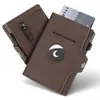 Carteira de Couro Personalizada com Compartimento para Airtag, Porta-Cartões Antirroubo RFID, Carteira Masculina de Couro Genuíno para Negócios com 70% de Desconto