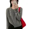 Cárdigan de punto bordado estilo coreano, cuello redondo, manga larga, suave y juvenil para mujer, nueva colección de otoño, versátil abrigo suéter