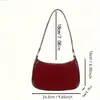 Bolsa de ombro simples e brilhante, bolsa de braço estilo baguette retrô, cor sólida, versátil, bolsa pequena feminina para ir ao trabalho, fazer compras e uso diário