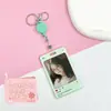 Portatarjetas de plástico transparente estilo Ins, para estudiantes, tarjetas escolares, portatarjetas con foto, llavero con relieve de Aidou Goo.