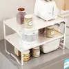 Estante de almacenamiento para encimera de cocina, soporte para ollas extensible, estante de almacenamiento multifuncional para microondas y olla arrocera para el hogar