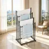 Toallero de pie multicapa, toallero vertical de arte en hierro para toallas de baño, estante de secado y almacenamiento de toallas multicarril para baño sin perforaciones