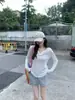 Camiseta blanca de manga larga con cuello en V y protección solar para mujer, adecuada para otoño, adelgazante, corte holgado, estilo coreano, diseño simple, color liso, casual