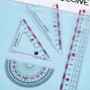 Juego de Reglas Anti-Miopía a Gran Escala de 20 cm, Juego de Cuatro Piezas, Regla Transparente para Estudiantes, Escuadra, Juego de Transportador