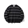 Suéter de Tricô Listrado Ru Meng Tendência Japonesa Estilo Old Money Masculino Outono Casal Sensação Ligeiramente Madura Relaxada Camada Base