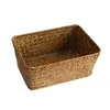 Cesta de Armazenamento Simples Trançada Cesta de Armazenamento de Lanches e Diversos de Mesa Cesta Retangular Trançada de Palha Doméstica Organizador de Cosméticos