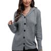 Cardigan com Capuz de Cor Sólida de Botão Único para Amazon Transfronteiriço Suéter Transfronteiriço Feminino Outono e Inverno Novo Casaco com Cordão Tricô