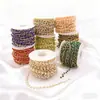Cadena de Cristal de Colores de 3 mm Transfronteriza Chapado en Oro Cobre Cadena Hecha a Mano con Cuentas Materiales para Accesorios de Joyería de Aretes DIY