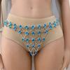 Nuevo traje de bikini de cuentas de agua azul 2021 Ropa interior con incrustaciones de diamantes Ropa interior para mujer Sujetador hueco transparente Cadena corporal