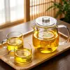 Tetera de Cristal Pingüino Transfronteriza Utensilio para Preparar Té Infusor de Té Filtrado Casero Engrosado Taza de Té de Flores Olla para Separar el Té