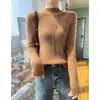 Suéter básico de punto de lana para mujer, cuello alto medio sin costuras, 2026, cachemir, otoño e invierno, sencillo, ajuste ceñido, versátil