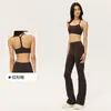 Conjunto de Yoga Doble 6 de Licra para Mujer, de Cintura Alta, Levanta Glúteos, con Cordón, Conjunto de Fitness, Ajuste Ceñido, Atuendo Deportivo Adelgazante
