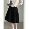 Falda de Pana con Lunares de Cintura Alta Luxi para Mujer, 26 Otoño Nuevo Cintura Elástica Patchwork Falda Corta de Botón 10060