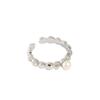 JBC080 Anillo minimalista irregular de perla de agua dulce con textura de cuentas redondas estilo coreano ins de plata esterlina S925 anillo abierto para dedo