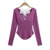 SY9115-25 primavera nova europeia e americana desejo puro garota gostosa sexy cintura fina colete de renda falso duas camisetas