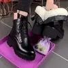 Estilo Británico Dr. Botas Martens para Mujer 2026 Otoño/Invierno Nuevas Suela Gruesa Piel con Terciopelo Integrado Tacón Grueso Botines Antideslizantes Zapatos de Madre