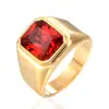Joyería de comercio exterior al por mayor anillo de titanio con gema vintage anillo para hombre de acero de titanio con diamante dorado de comercio exterior