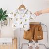 Traje de Verano para Niños 2025 Nuevo Estampado Completo de Dinosaurio Lel de Manga Corta de Dos Piezas Ropa de Verano para Niño Ropa Infantil para Niño a la Moda