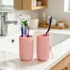 Vaso para Enjuague Bucal Casual Tubo de Almacenamiento para Cepillo de Dientes y Pasta Dental Caja de Cepillo de Dientes Rayada Portátil para Viaje Vaso Lavador con Cordón Cilindro para Dientes