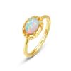Anillo japonés y coreano de estilo retro simple geométrico en forma de huevo de ópalo sintético plata esterlina S925 fabricantes de anillos al por mayor